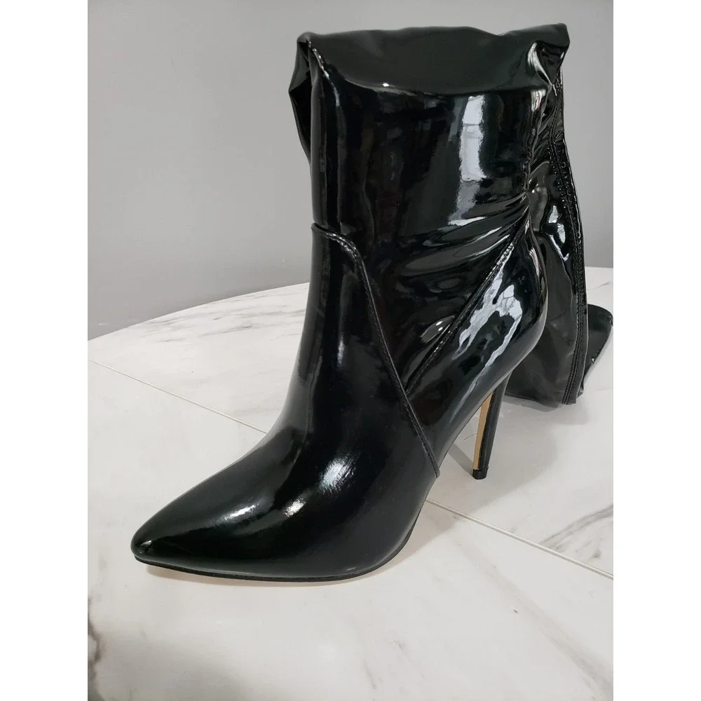 SIZE 6 Hibiscus Pointed Toe Stretch Thigh High Boot Stiletto Heel Patent